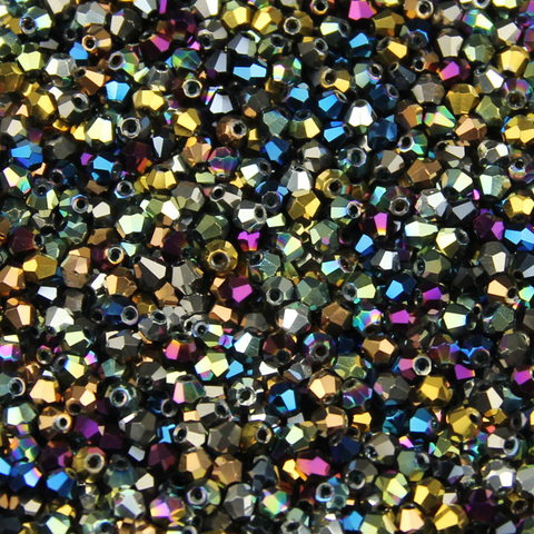 JHNBY – perles en cristal Bicone autrichien AAA, en vrac, fourniture de boules, placage de couleur de surface, bracelet, collier, fabrication de bijoux, bricolage, 3mm, 200 pièces ► Photo 1/3