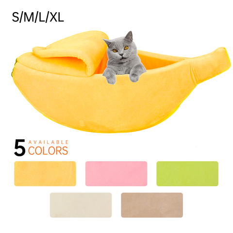 Banane forme chien chat lit maison tapis chenil Durable chiot coussin panier chaud Portable chien chat fournitures S/M/L/XL ► Photo 1/6