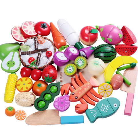 1 pièces en bois jouet magnétique coupe fruits légumes nourriture semblant jouer Simulation cuisine jeu de rôle jouets éducatifs pour les enfants ► Photo 1/6
