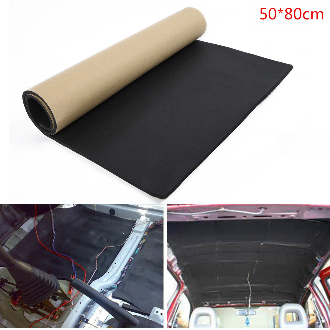 Tapis d'amortissement 5mm, isolation thermique du bruit stéréo pour voiture, tapis en mousse insonorisant 50x80cm ► Photo 1/6