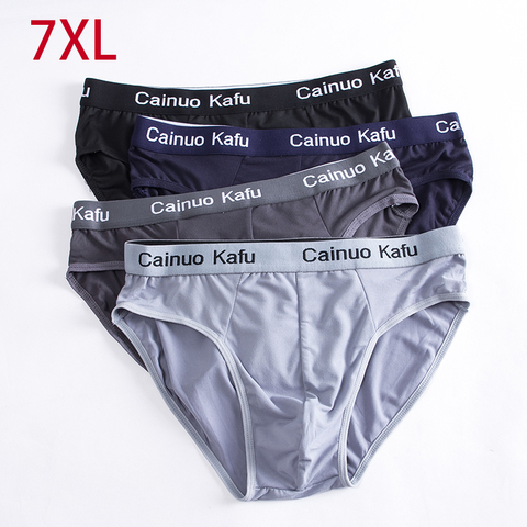 Lot de 4 sous-vêtements pour hommes, slips solides en Fiber de bambou, culotte Bikini Sexy pour hommes, Plus M-7XL ► Photo 1/6