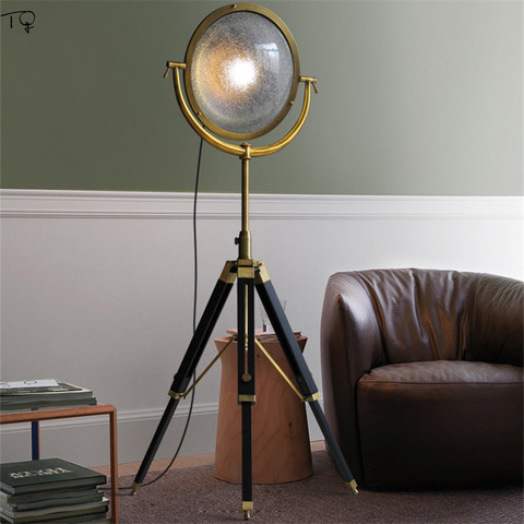 Bronze trépied recherche lanterne rétro Vintage lampadaire led E27 miroir magique lampe industrielle salon Loft décor chambre étude ► Photo 1/5