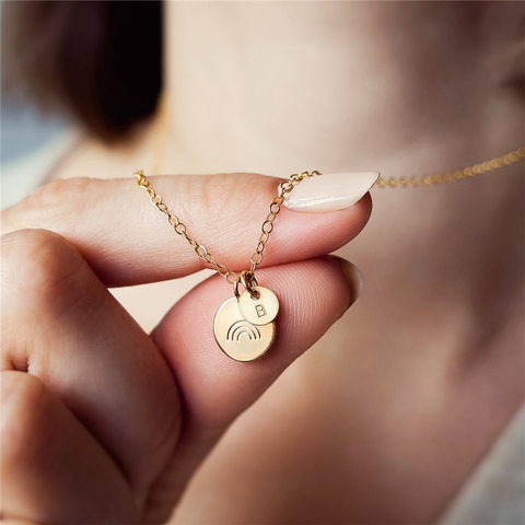 Collier avec lettres initiales, pièces en or 14K, pendentifs pour nom ras du cou, bijoux Kolye, Collier Boho pour femmes ► Photo 1/1