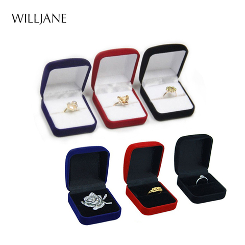 Vente en gros anneau emballage boîte noir velours bijoux affichage stockage pliable étui pour bague de mariage saint valentin cadeau organisateur ► Photo 1/6