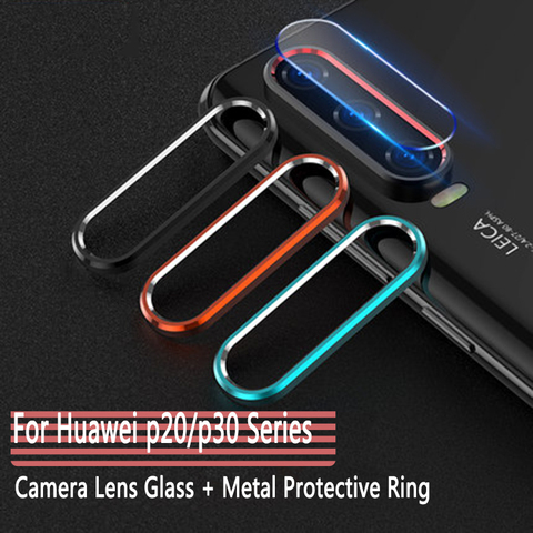 Protecteur de caméra pour Huawei P20 P30 Pro, verre trempé + anneau de protection de l'objectif de la caméra arrière en métal, couverture complète ► Photo 1/6