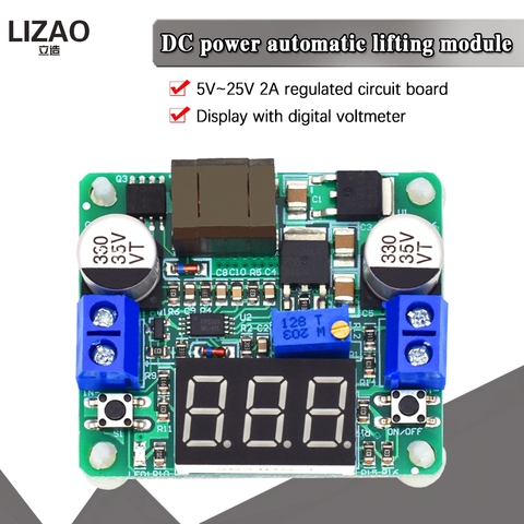 Boost Buck – convertisseur de tension 25W 5-25V DC à 0.5-25V 5v 12v, Module d'alimentation réglable, régulateur de tension, voltmètre led ► Photo 1/6