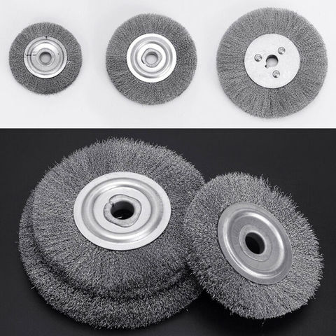 Fil d'acier brosse 150mm 125mm 100mm 200mm fil roues brosse ronde pour banc meuleuse ébavurage outil nettoyage rouille polissage adaptateur ► Photo 1/6