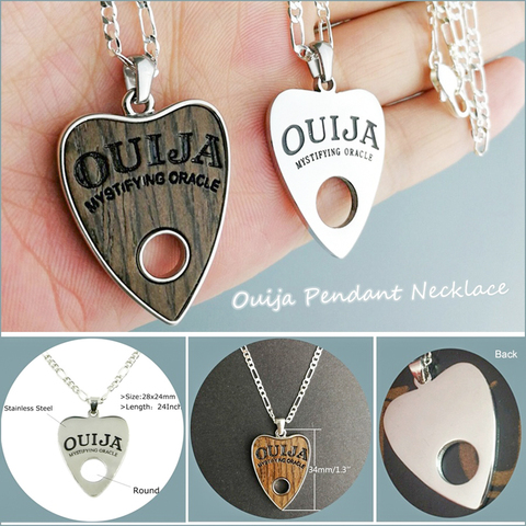 Collier chaîne en forme de cœur Ouija pour femmes, chaîne Unique, pendentif en acier inoxydable, 24 pouces, bijoux Punk, cadeau, 1 pièce ► Photo 1/6