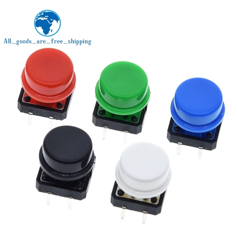 25 pièces Tactile bouton poussoir momentané 12*12*7.3MM Micro bouton de commutation + 25 pièces Tact Cap(5 couleurs) pour Arduino Switch ► Photo 1/6