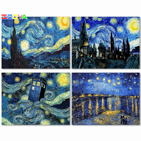 ZOOYA – kit de peinture diamant 5D, broderie Van Gogh, nuit étoilée, peinture à l'huile abstraite, loisirs créatifs, décoration de maison, bricolage, BJ342 ► Photo 1/6