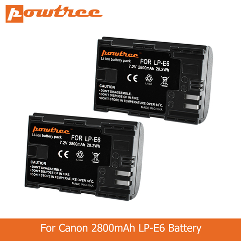 POWTREE 2800mAh 7.2V LP-E6 LPE6 LP E6 caméra batterie pour Canon 5D Mark II III 7D 60D EOS 80D 70D 6D pour canon accessoires L50 ► Photo 1/6