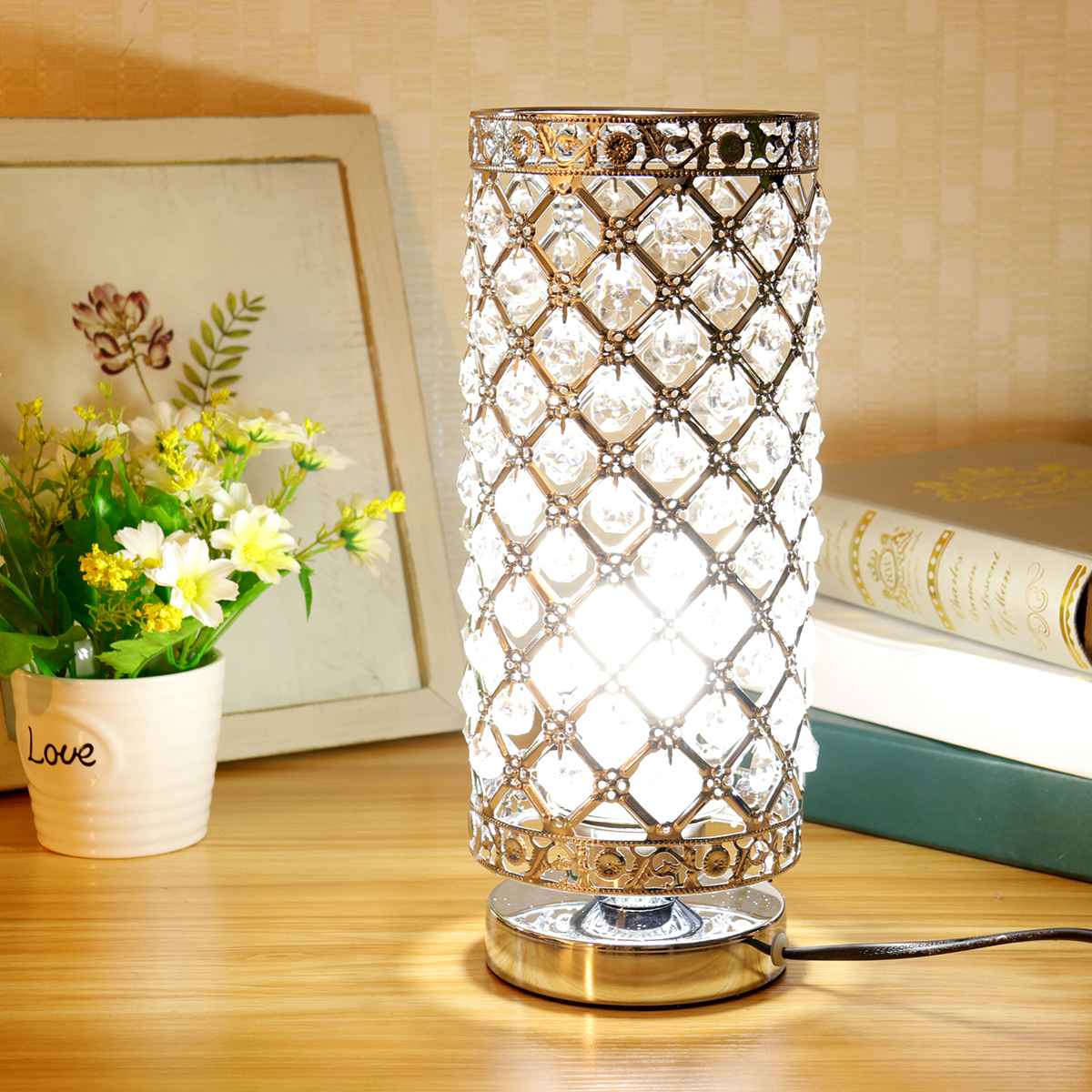 Moderne cristal bureau lampe de Table lumière à côté de la lampe de nuit E27 support maison chambre décoration réglable éclairage intérieur ► Photo 1/6