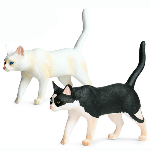 Modèle de chat noir/blanc figurine animaux animaux figurines d'action Collection PVC enfants jouets cognitifs ► Photo 1/5