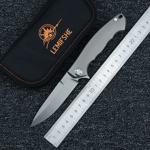 LEMIFSHE ZT0454 Flipper D2 lame en titane CF manche couteau pliant, plein air camping chasse survie couteaux à fruits de poche, outils EDC ► Photo 1/6