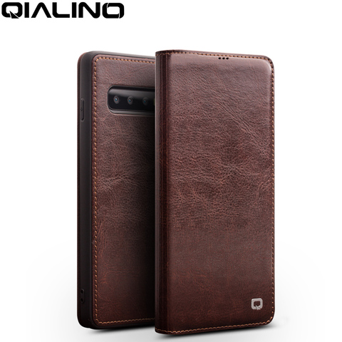 QIALINO – coque de téléphone portable en cuir véritable, étui de luxe ultra-mince avec fente pour carte, pour Samsung Galaxy Note 9 10 S8 S9 S10 s20 ultra Plus ► Photo 1/6