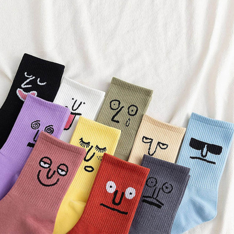 Chaussettes unisexe Surprise moyenne pour hommes, chaussettes colorées Harajuku, 100 coton, 1 paire, Kawaii, taille 35-42 ► Photo 1/6