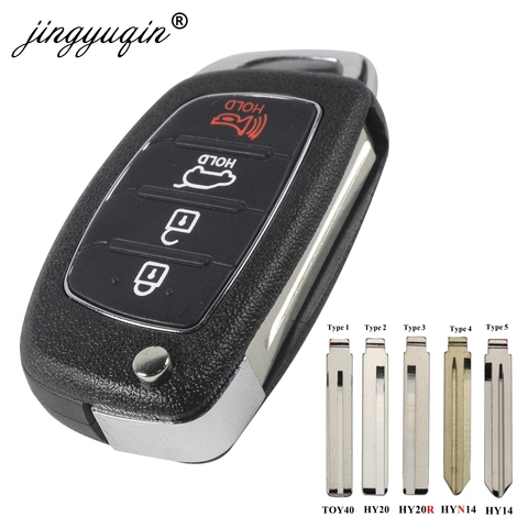 Jingyuqin-coque de clé télécommande pliable à 4 boutons, pour voiture de remplacement, pour HYUNDAI Mistra, Santa Fe, Sonata, Tucson, Accent I30, I40, I45 ► Photo 1/5