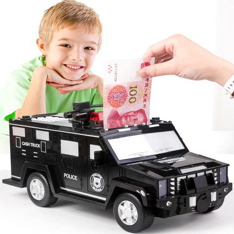 Tirelire ATM empreinte digitale mot de passe caisse camion voiture tirelire coffre-fort pour argent pièce de monnaie tirelire musique jouet cadeaux pour enfants garçon tirelire coffre fort ► Photo 1/6