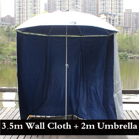 Parapluie universel avec tissu mural imperméable, pêche d'extérieur, 2m, tablier court pliable de plage, protection du soleil, auvent coupe-vent ► Photo 1/5