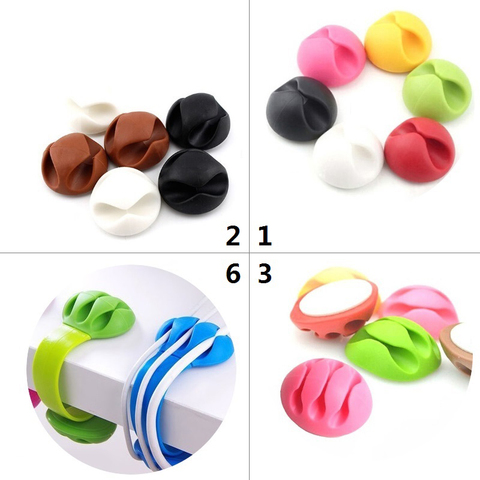 Enrouleur de câble USB en Silicone, 1/2/3/5 fentes, organisateur de câble, bureau, Clips de gestion rangés, support de câble pour fil de casque de souris ► Photo 1/6