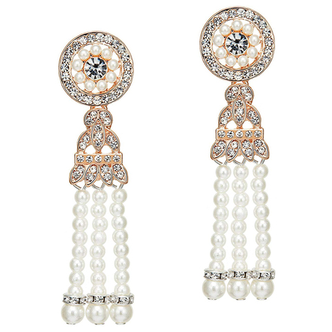 Boucles d'oreilles à clapet des années 1920, grand Gatsby, goutte, strass, accessoires bijoux Vintage, fête, en perles ► Photo 1/6