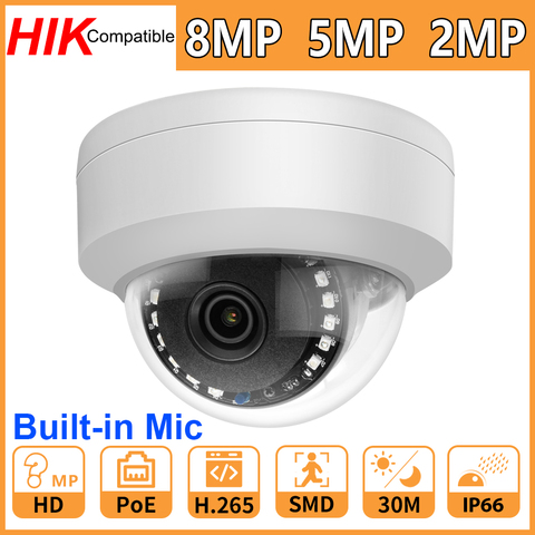 Hikvision Compatible 8MP 5MP 2MP IP caméra réseau sécurité à domicile CCTV Camara PoE HD 1080P IR30M ONVIF P2P H.265 Plug & Play Cam ► Photo 1/6