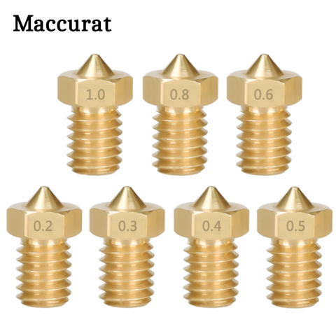 Accessoires d'imprimante 3D V5 V6 M6, buse filetée 0.2 0.25 0.3 0.4 0.5 0.6 0.8 1.0mm pour 1.75mm 3.0mm Filamnet entièrement en métal E3D 5 pièces ► Photo 1/6