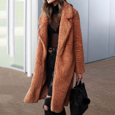 Automne hiver Long Teddy manteau femme fausse fourrure manteau 2022 femmes chaud dames fourrure veste femme en peluche Teddy manteau grande taille Outwear ► Photo 1/6