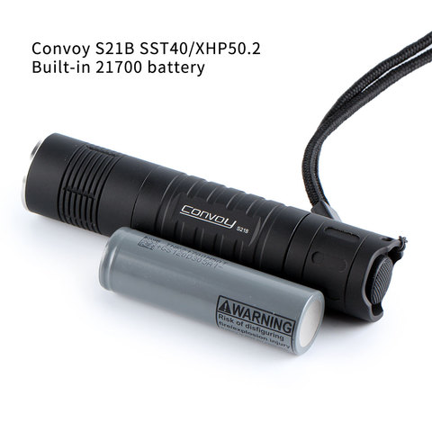 Lampe de poche noire convy S21B avec batterie 21700 intégrée, SST40/XHP50.2, DTP/ ar revêtu de cuivre, protection contre la température, 21700 ► Photo 1/6