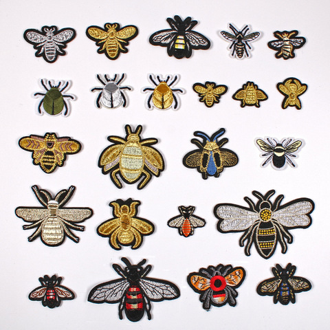 Tissu brodé autocollants vêtements accessoires Badge Patch or argent couleur Bugs mode insectes fabricants ► Photo 1/5