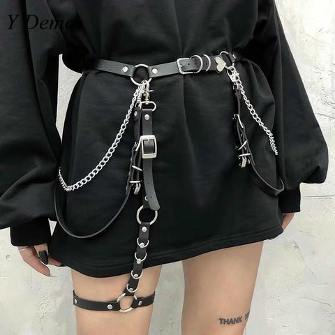 Amour coeur fille Hiphop chaîne ceinture femmes doux réglable Disco danse ceinture Style Punk ► Photo 1/6