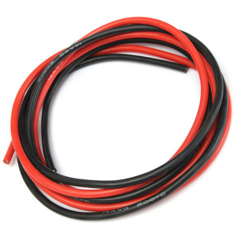 Fil métallique en Silicone souple, résistant à la chaleur, 1 mètre, noir + 1 mètre, câble métallique en Silicone souple, 12AWG, 14AWG, 16AWG, 22AWG, 24awg ► Photo 1/5