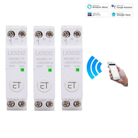 Disjoncteur de Rail Din WIFI 1P, minuterie intelligente, interrupteur relais, télécommande, application EWeLink, maison intelligente, compatible avec Alexa Google ► Photo 1/6