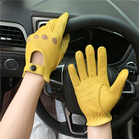 Gants de moto en peau de mouton pour hommes, pour sports de plein air, conduite rétro, pour écran tactile, chauds en automne et hiver ► Photo 1/6