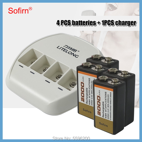 Sofirn – SUPER grande batterie Rechargeable 9 v, 2000mAh, Ni-MH, 1 pièce, chargeur dédié, 4 emplacements 9 v ► Photo 1/6