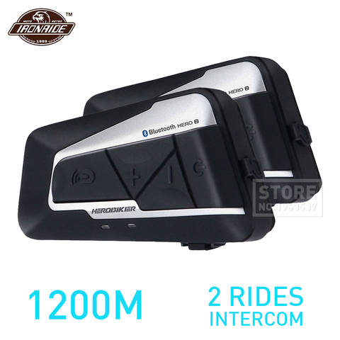 HEROBIKER-oreillette Bluetooth pour Moto, appareil de communication pour casque, Intercom sans fil, étanche, portée 1200M, 2 sorties ► Photo 1/6