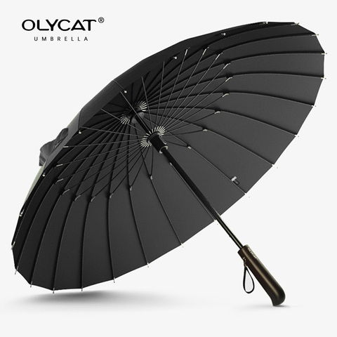 Parapluie de pluie en fibre de verre pour hommes et femmes, 24K, résistant au vent, à manche Long en bois, accessoire de Golf de marque, collection offre spéciale ► Photo 1/6