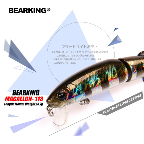 Détail Bearking 2017 chaude modèle de pêche leurres dur appât 113mm 13.7g minnow équipée qualité professionnel noir ou blanc crochets ► Photo 1/6