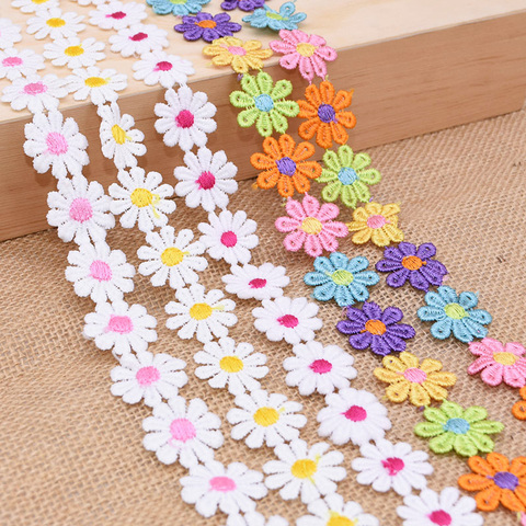 3Yards 25mm coloré Daisy bordure dentelle fleur à tricoter mariage brodé bricolage à la main Patchwork ruban couture fournitures artisanat ► Photo 1/6