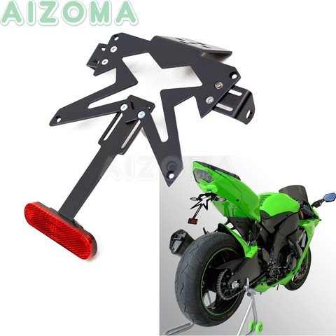 Support universel de plaque d'immatriculation pour Kawasaki Ninja 250 300 450 ZX6R ZX8R, Kit d'élimination de garde-boue réglable ► Photo 1/6