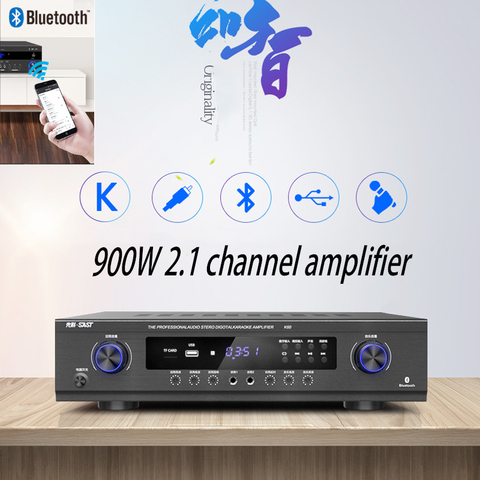 KYYSLB 900W 220V K60 2.1 canaux amplificateur Bluetooth puissance maison KTV stade Hifi fièvre amplificateur numérique karaoké OK avec USB SD ► Photo 1/6