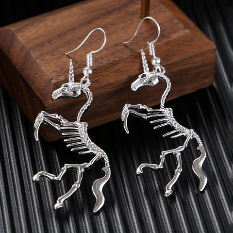 Boucles d'oreilles Punk licorne squelette cheval, pendentif goutte, accessoires bijoux, cadeau pour femmes, vente en gros, 1 pièce ► Photo 1/6
