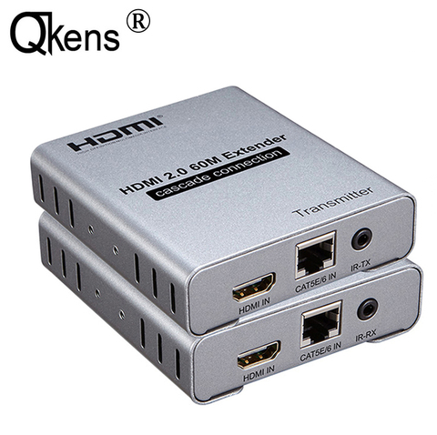 HDMI 2.0 4K 60HZ 60M HDMI Extender 1080P 120M sur RJ45 Ethernet Lan CAT5e Cat6 câble Cascade connexion Extension PC DVD à la télévision ► Photo 1/6