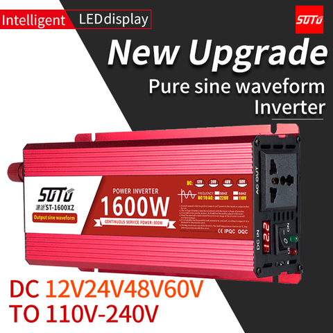 Convertisseur universel DC12V24V48V60V à 110V-240V 50/60HZ convertisseur d'écran LCD 1600W/2200W/3000W convertisseur de puissance de forme d'onde sinusoïdale Pure ► Photo 1/6