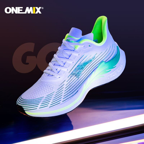 Onemix 2022Men Chaussures de Course De Marathon Respirant Sport Femmes Baskets À Lacets En Maille Chaussures de Sport Souple en Fiber De carbone Plaque ► Photo 1/6