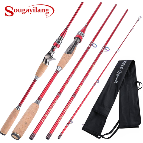 Sougayilang 2.1M filature coulée canne à pêche avec 24Ton carbone ligne Guide Ultra léger Portable voyage pêche pôle ► Photo 1/6