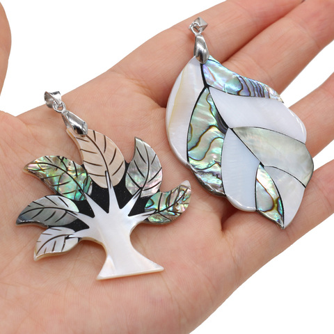 Pendentifs en coquille naturelle forme de feuille nacre coquille d'ormeau breloques exquises pour la fabrication de bijoux collier à faire soi-même accessoires ► Photo 1/6