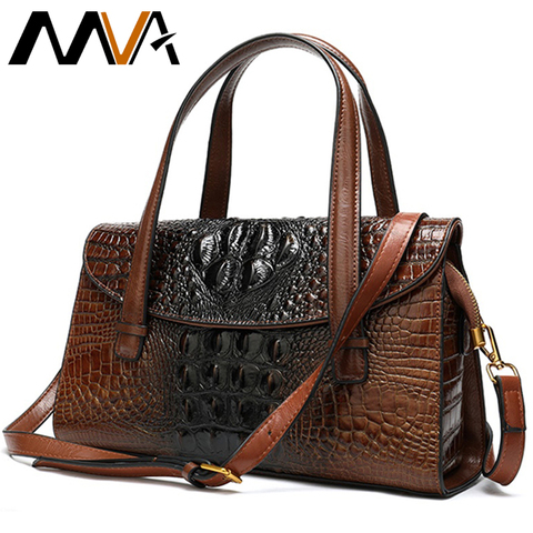 MVA – sac à bandoulière motif Alligator en cuir véritable pour femmes, sacoche Vintage fourre-tout à poignée supérieure, 993 ► Photo 1/6