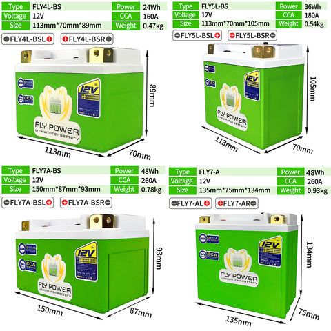 12V 2Ah-12Ah moto LiFePO4 24Wh-144Wh CCA160-620A Scooter démarrage batterie au Lithium 12V avec BMS pour Jet Skis vtt ► Photo 1/6