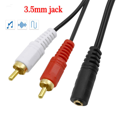 Câble de connexion pour haut-parleurs d'ordinateur, ligne 3.5 mère Go double tête RCA 2RCA mère, 3.5mm un divisé en deux câbles Audio ► Photo 1/5